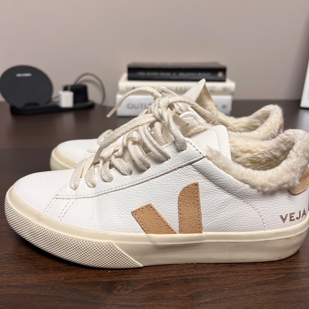 Veja Women's White and Tan Sneakers